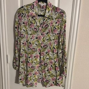 Jane and Delancey Pink and Yellow Floral Tunic